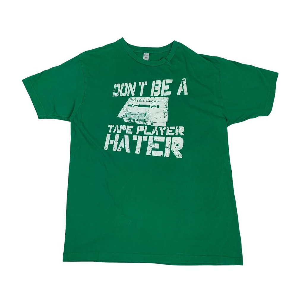 Luke Bryan XL Shirt Don't Be A Tape Player Hater Green Men's Concert 2014